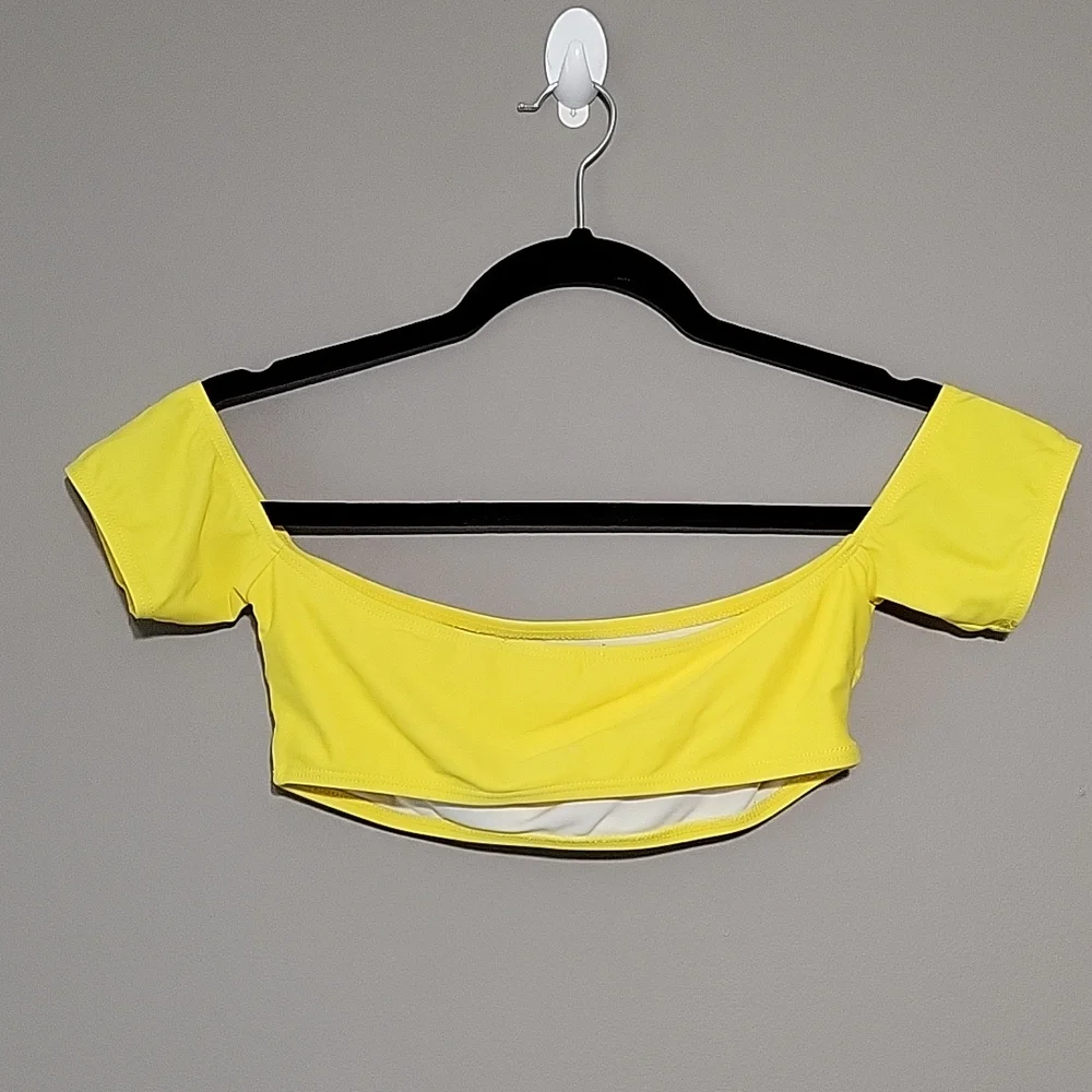 Donated-Swim Top Off the Shoulder Bright Yellow - Picture 3 of 14